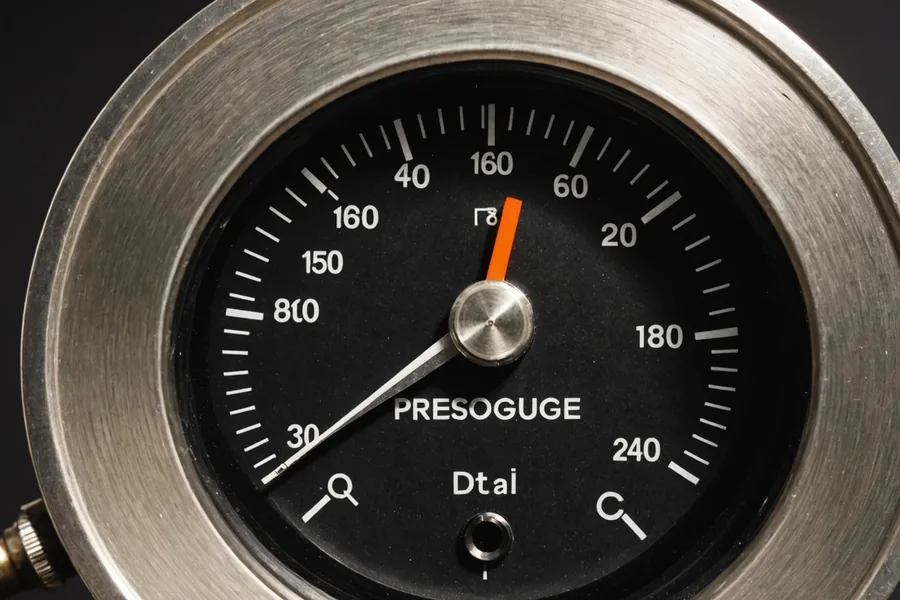 Precision dial gauge with needle positioned near a threshold marking