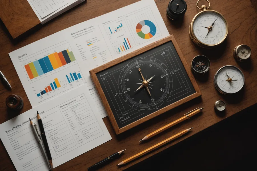 Technical documents with data charts on a desk representing policy documentation